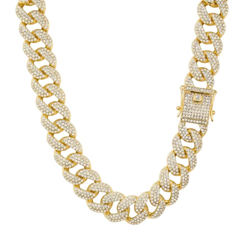 Big Dog Pet Collar Thick Heavy 18mm 18" 20" 24" Iced Cubic Zirconia Gold / Silver Plated Cuban Chain Necklace High Quality Polished.