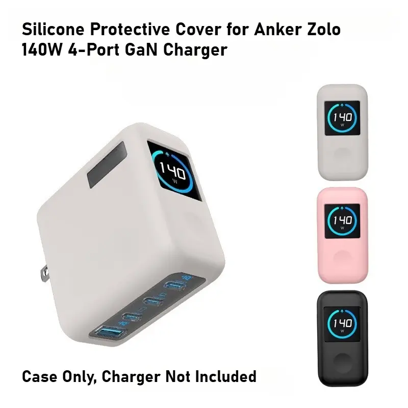 Soft Silicone Protective Cover for Anker Zolo 140W 4 Port GaN Fast Charger, Anti-Drop Portable Charger Protective Skin Charging
