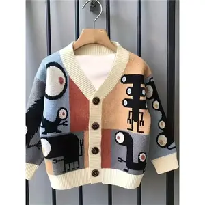 Children's Clothing Boys' Jackets Autumn and Winter New Knitted Sweaters Cartoon Tops Cardigans Korean Style Children's Jackets