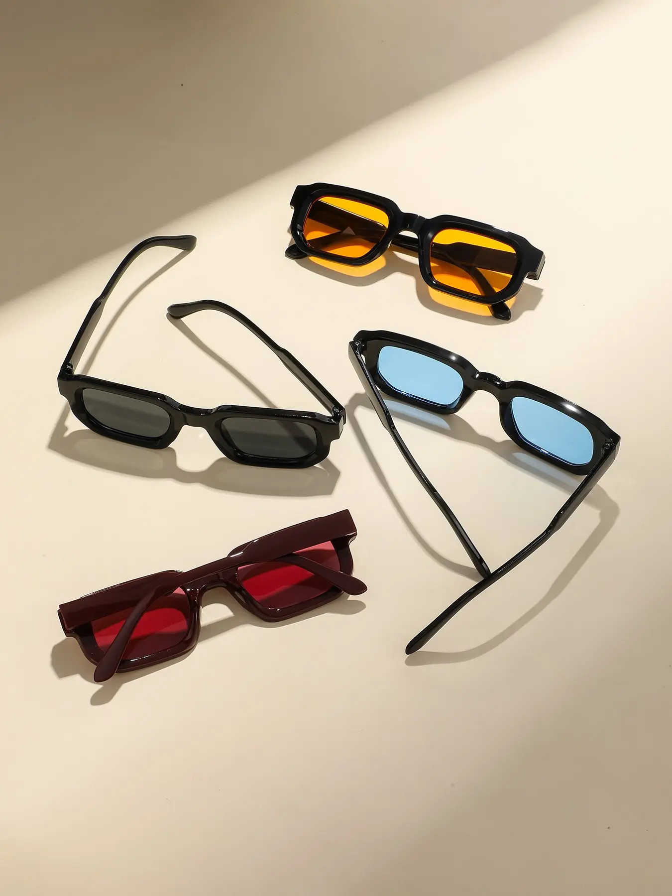 4 Pcs Fashion Classic Square Framed Sunglasses, Unisex Casual Style, Ideal for Parties, Travel, Photography, Gift, All Seasons