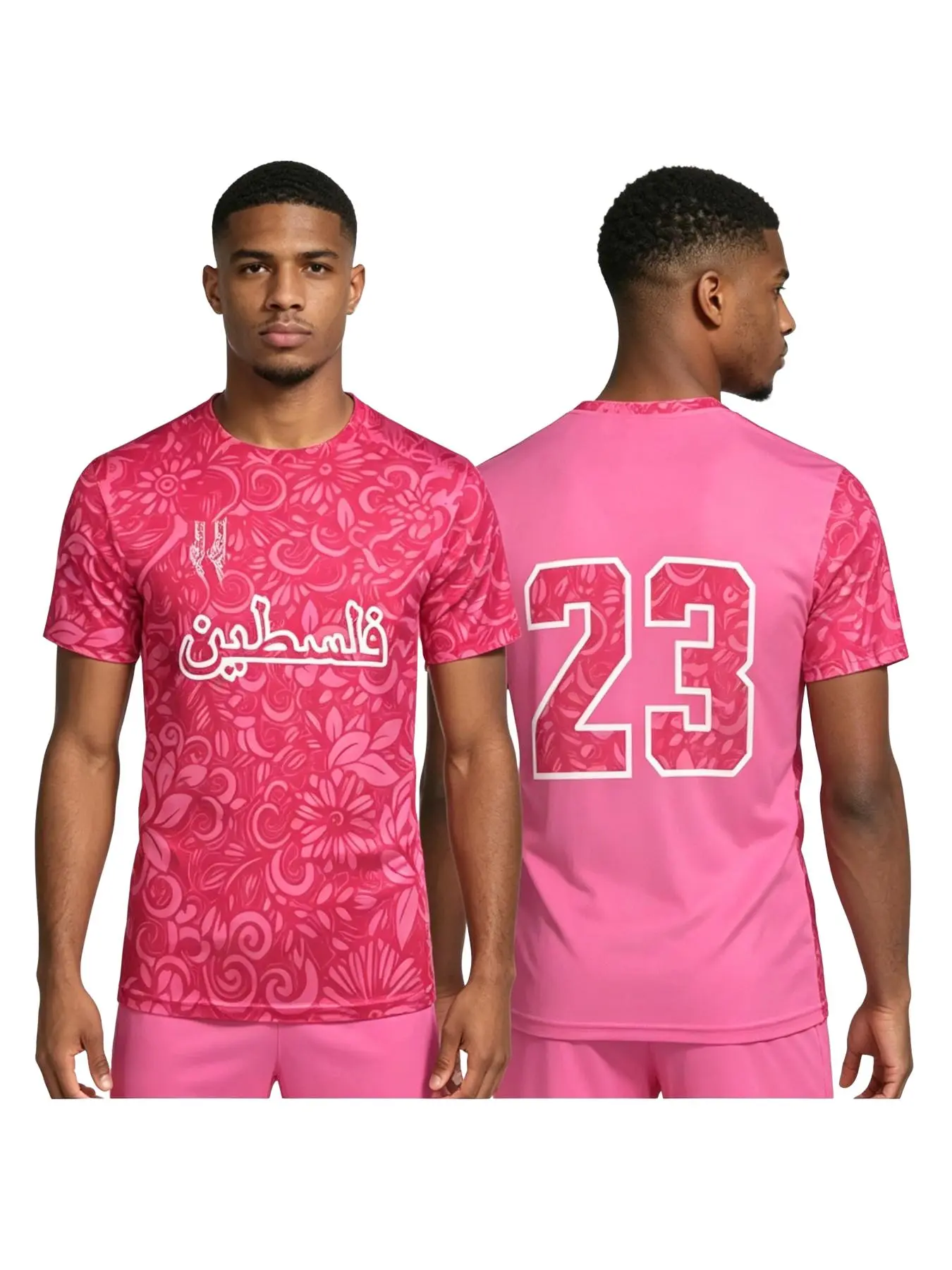 Fashion Palestinian Flag Soccer Jersey, Summer Trendy Round Neck 3D Badge Print, Casual Loose Fit Sports T-Shirt, All Seasons, Football Jersey