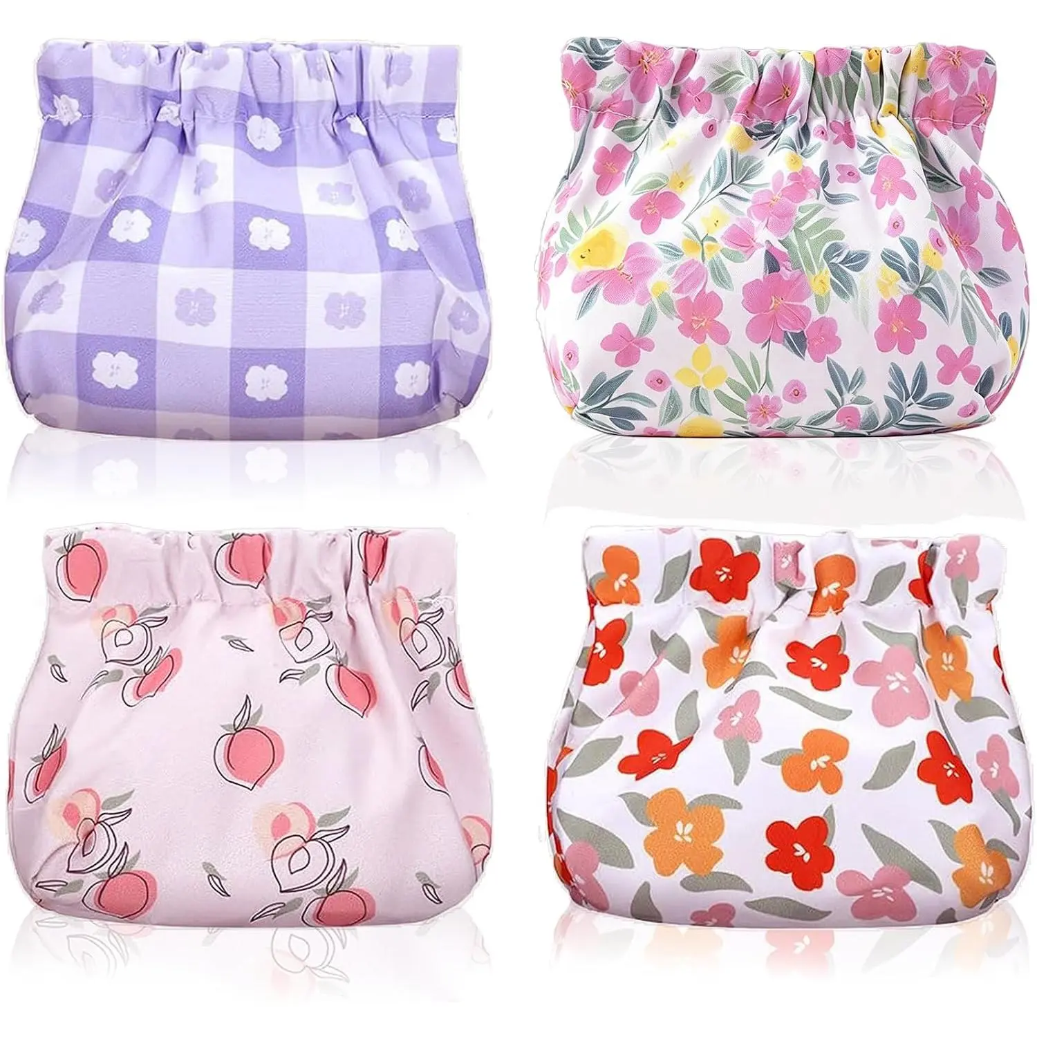 4 count Small Makeup Bag for Purse, Portable  Bags for Women,Cute  Self-Closing Mini Makeup Pouch Travel Storage for  Purse Lipstick Organizer  Earphones