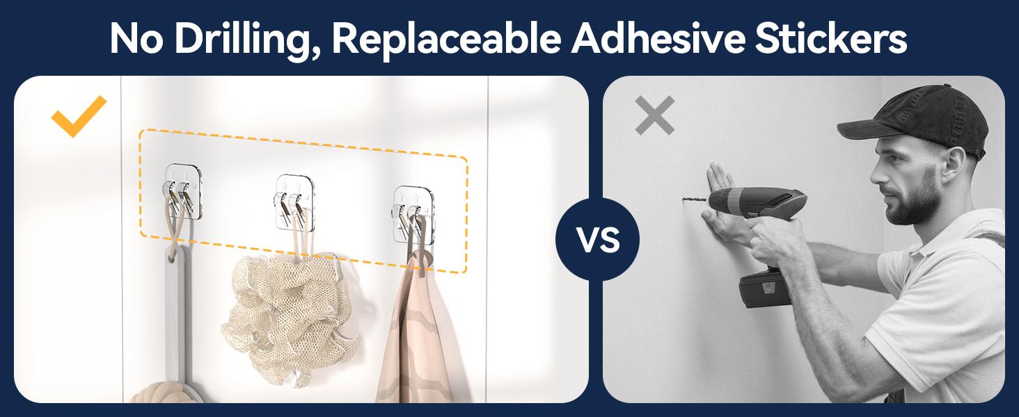 9-Pack Shower Caddy Adhesive Replacement - Transparent Shower Adhesive Strips, No Drilling Hooks for Bath Storage Shelves, Kitchen Racks, Basket & Soap Hol 2026 new