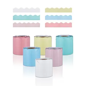 VEVOR Bulletin Board Border, 65.6 Feet Rolled Border Trim, Scalloped Bulletin Board Paper with Wavy Line Design, Classroom Border for Bulletin Board, School, Classroom, and Locker Decoration, Black