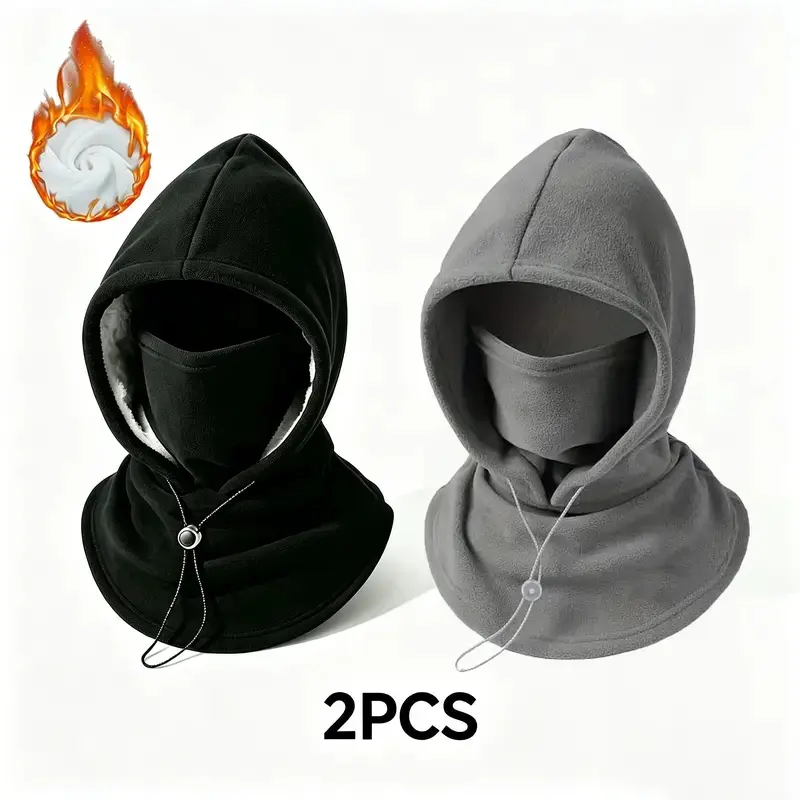 2-piece integrated flannel warm face mask and hat, windproof and warm for outdoor cycling, autumn and winter style, warm hat with neck visor.