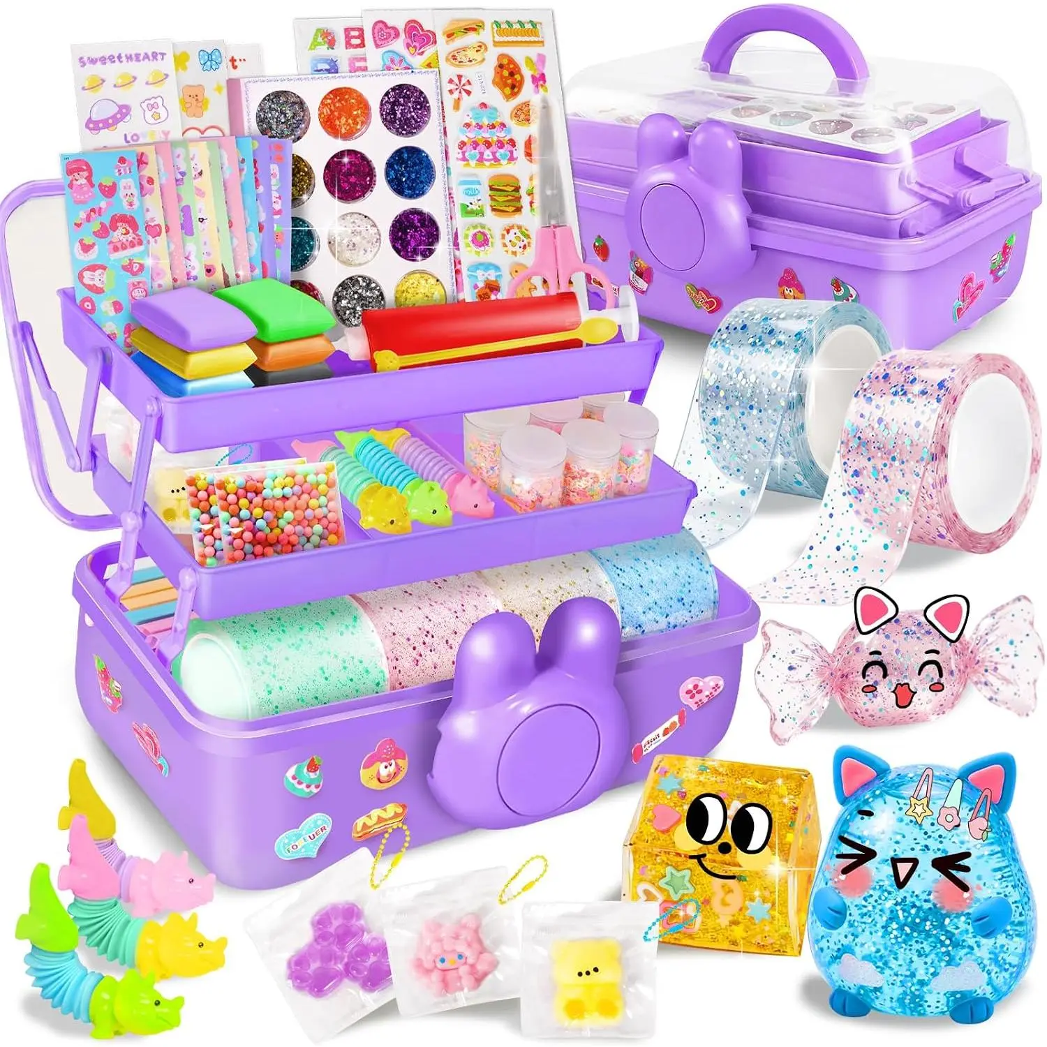 NEW Nano Tape Bubble Kit for Kids with 2 Luminous & 4 Glitter Nano Tapes | Nano Tape Squishy Maker Kit,Squishy & Dinosaur Stress Relief Toys,Christmas Birthday Gift For Girls Boys 4 5 6 7 8 9 10 11 12