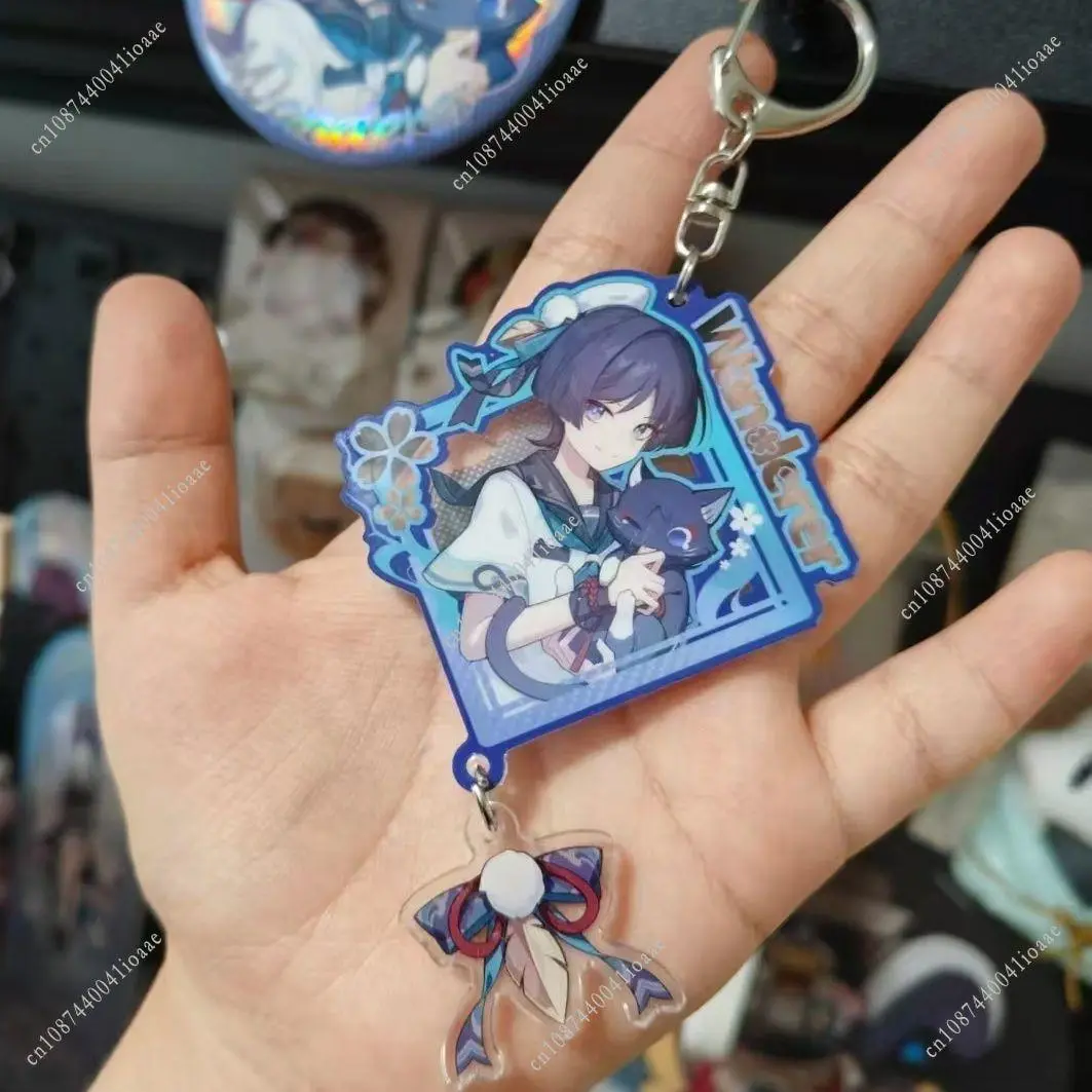 Game Genshin Impact Furina Backpack Keychain Scaramouche Wanderer‌ Keyring Anime Cosplay Pendant Game Accessory Prop Fans Gift