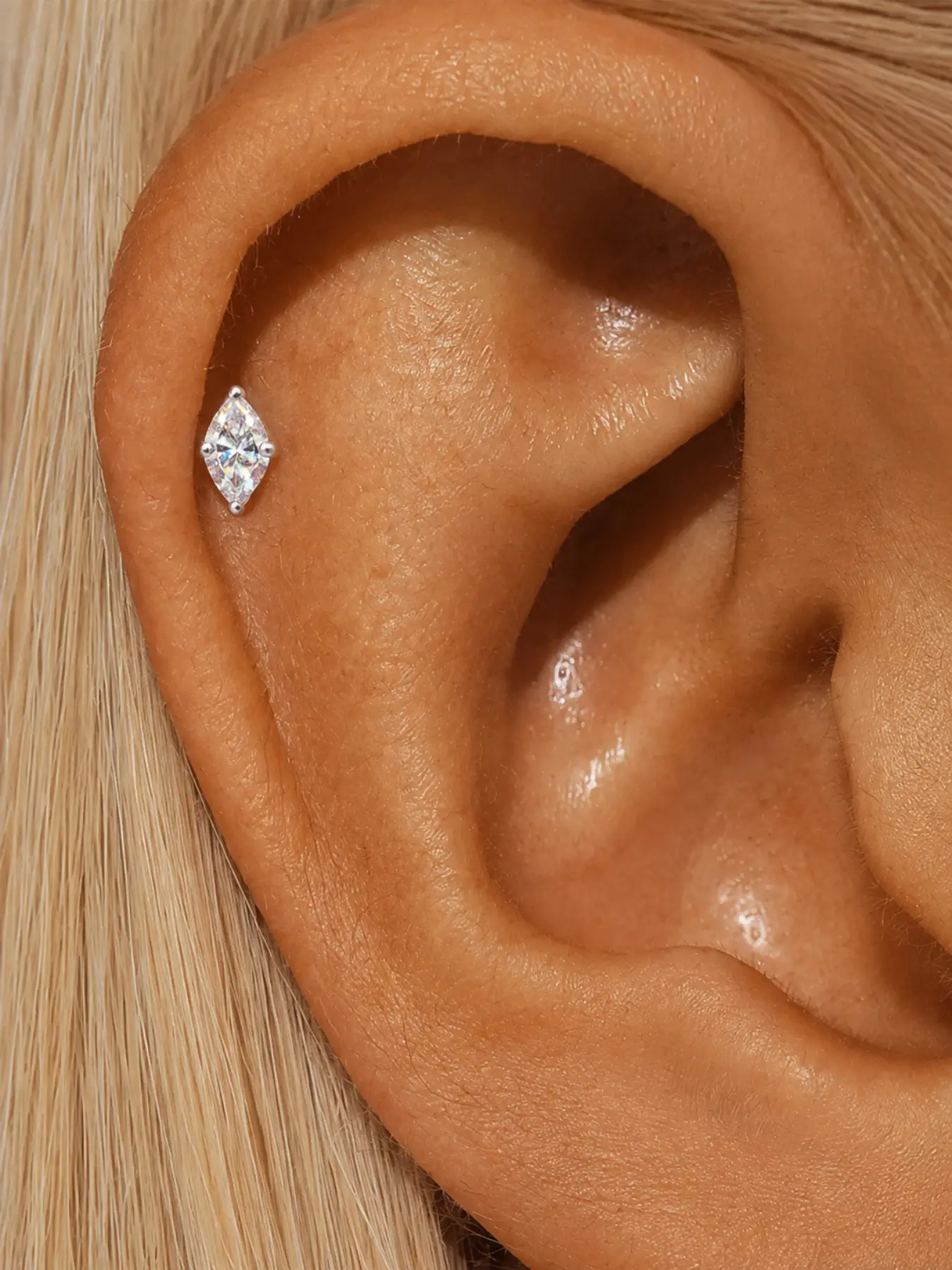 S925 Sterling Silver Rhombus Moissanite Stud Earrings, Hypoallergenic, Perfect for Daily Wear, Parties, Weddings