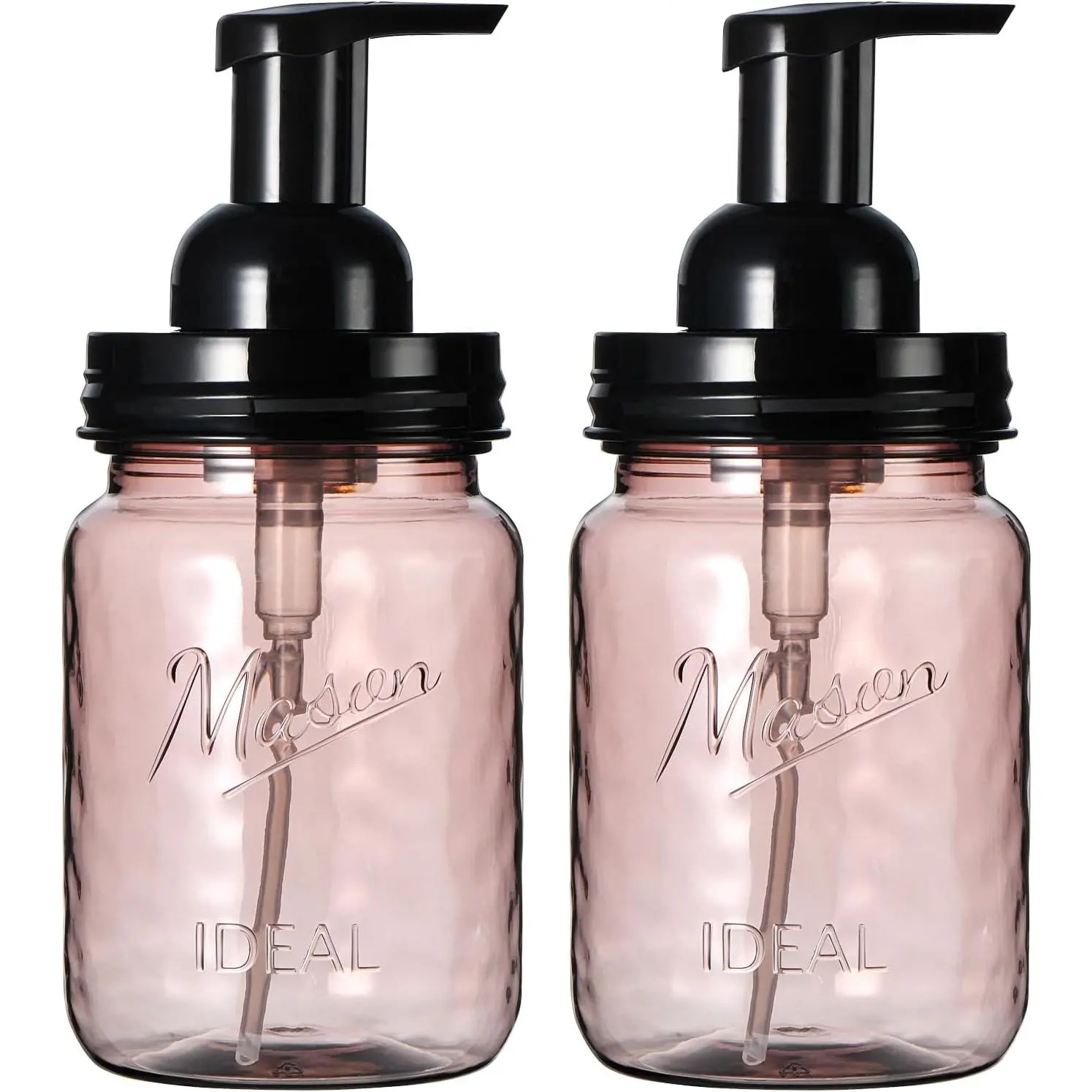 Plastic Foaming Soap Dispenser with Pump Lid, 16Oz Refillable  Hand Soap Dispenser Set, Clear Dish Soap Bottles with  Lable for  Kitchen Bathroom (2 Pack, Black)