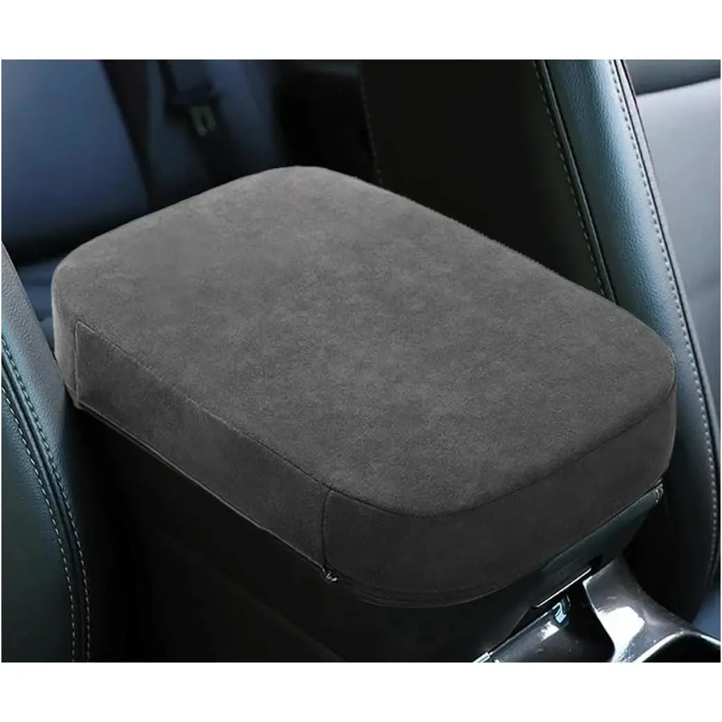 Center Console Cover, Leather Memory   Armrest Seat Box Cover, Comfortable Scratch Resistant Auto Interior Middle Console Protector,  for SUV Automobile  (Black)