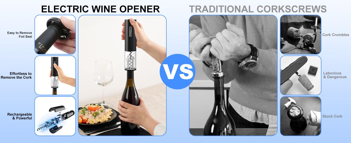 Electric Wine Opener, Rechargeable Automatic Wine Corkscrew Bottle Opener With Foil Cutter, Type-C Charging Wine Openers With LED Light For Home Party Restaurant Wedding Gifts