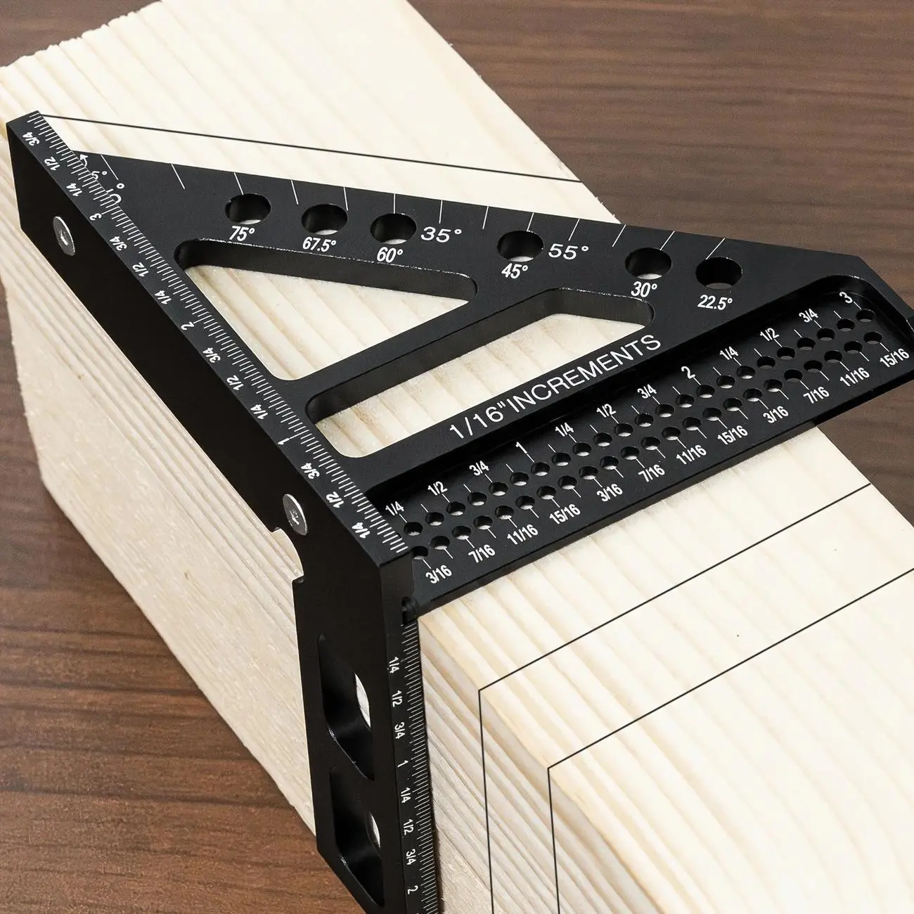 45/90 Degree Multi-angle Measuring Ruler, Woodworking Square Protractor with Clear Scale Markings, Durable Precision Hardware Measuring Tool, Measuring Instrument for Engineers & Carpenters, Angle Finder Ruler
