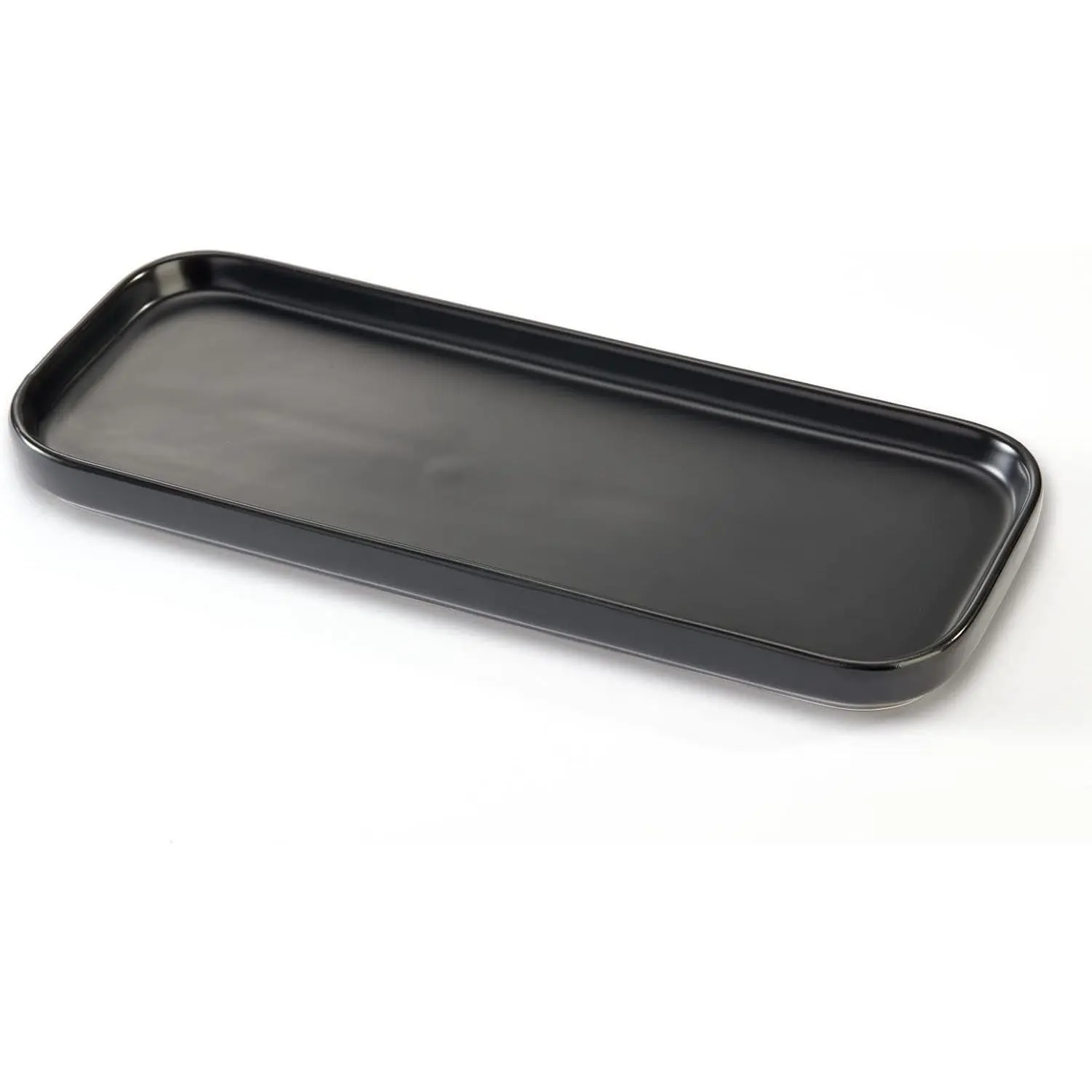 Ceramic Bathroom Tray,Kitchen Sink Organizer Tray, Holder (Black)