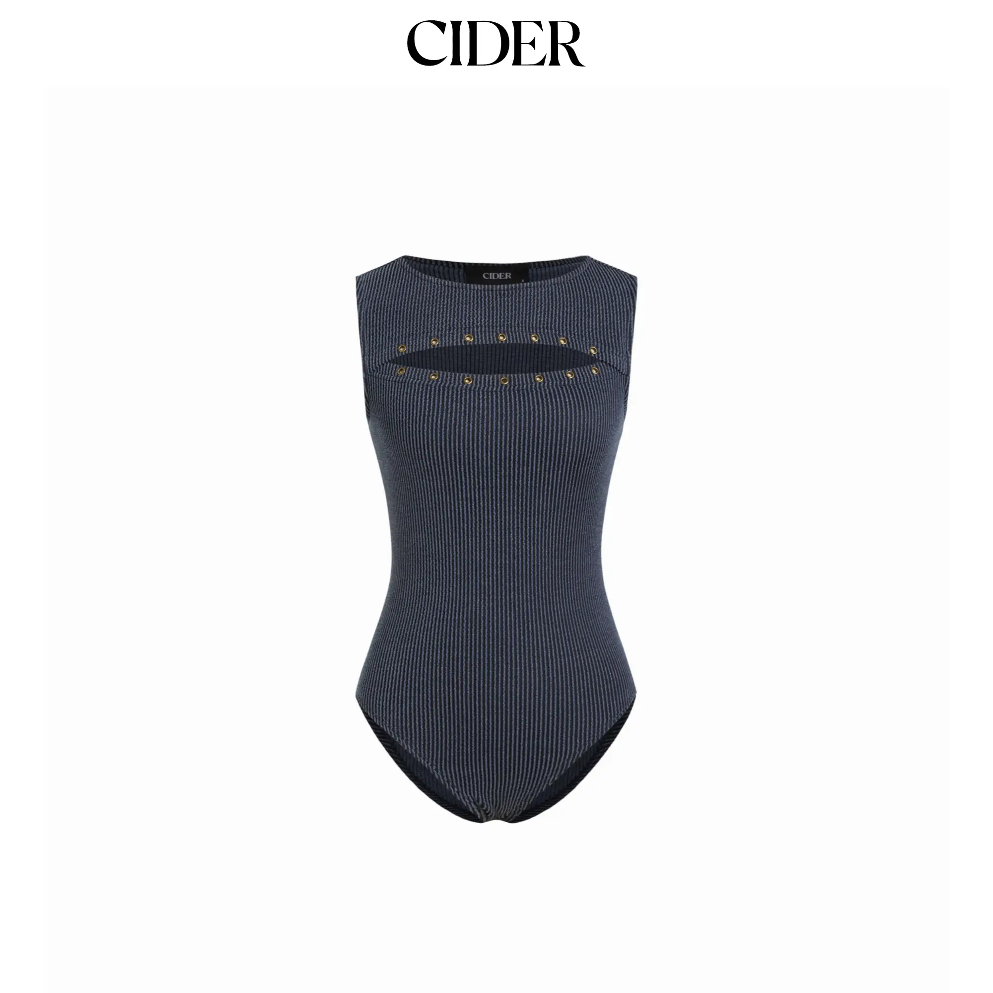 Cider Textured Cut Out Metal Detail Tank Bodysuit