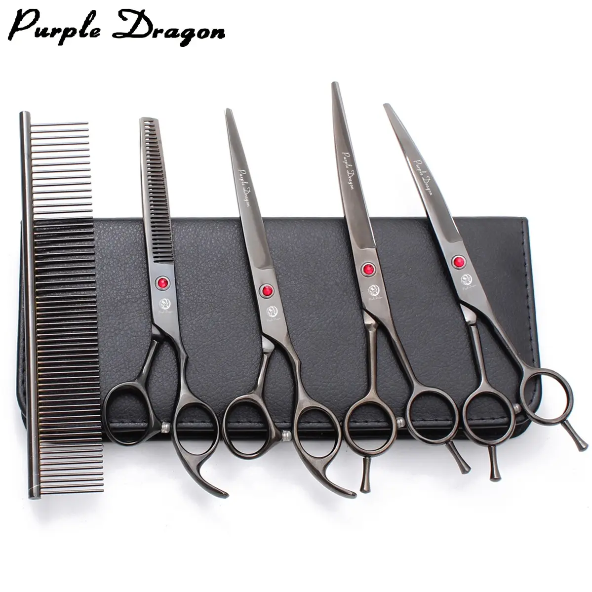Dog Grooming Scissors Purpple Dragon Japan Stainless Pet Scissors Black Hairdressing Scissors for Dogs Straight Shears Thinning Scissors Curved Shears Dropshipping Z3002 Grooming Tools