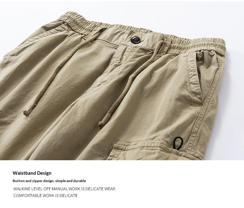 Washed Vintage Loose Tapered Work Pants- Classic Fit, Versatile for Work& Casual, Unique Vintage Wash Finish Menswear Man Trouser Pocket Beige Plain