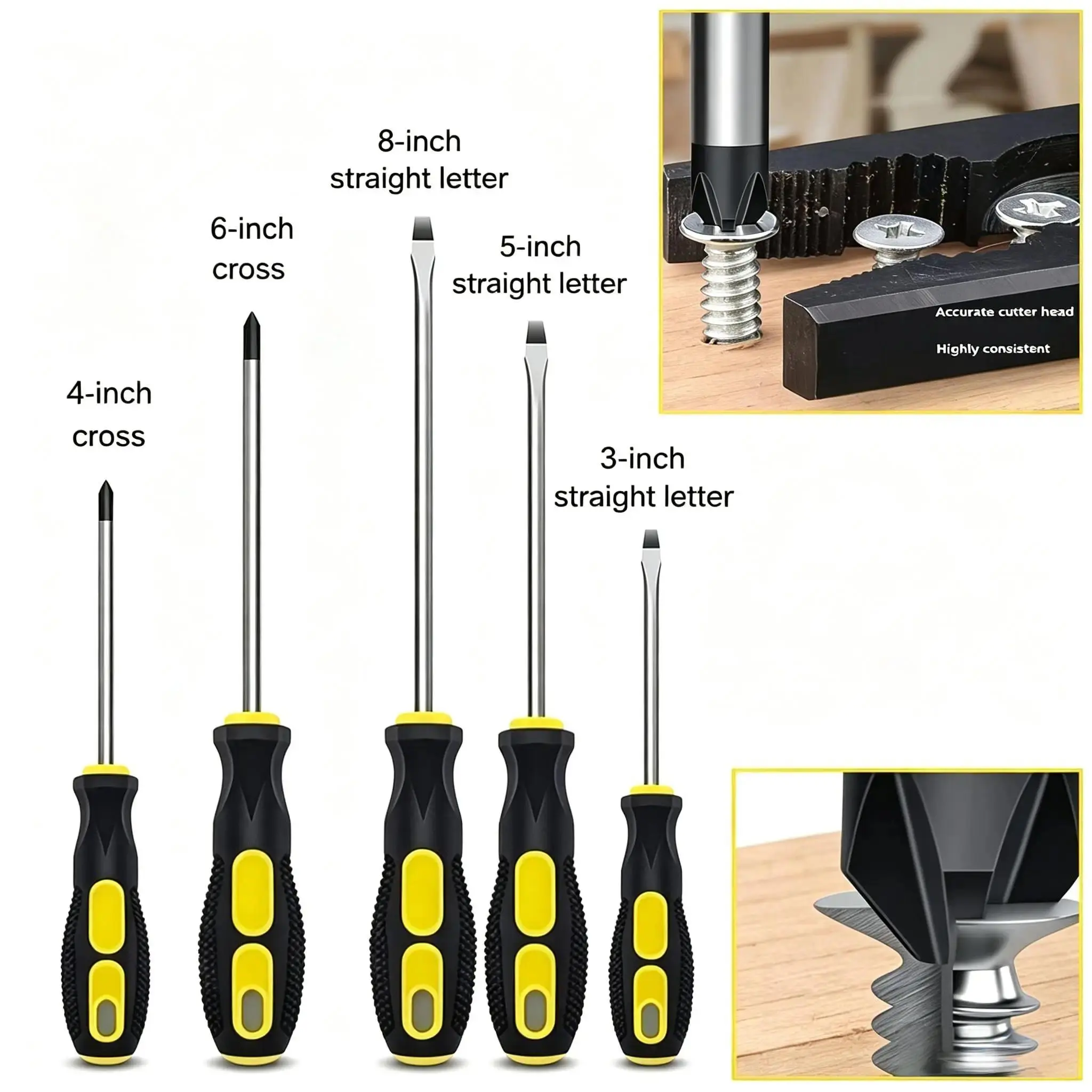 Cross and straight screwdriver ， strong magnetic design, anti slip comfortable handle, suitable for: decoration/home maintenance