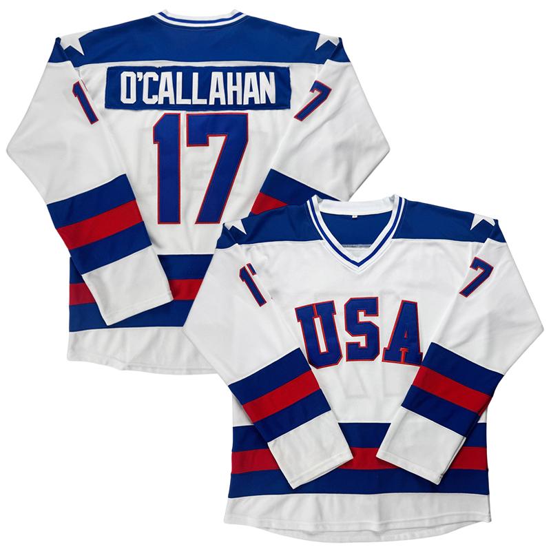 USA 1980 Miracle on Ice Olympic 90s Hockey Jersey O'CALLAHAN #17 ERUZIONE #21 CRAIG #30 Team lce Stitched Lettersand Numbers large size S-3XL white blue Outdoor sportswear vintage style match day sweatshirt Winter Olympics fan merchandise