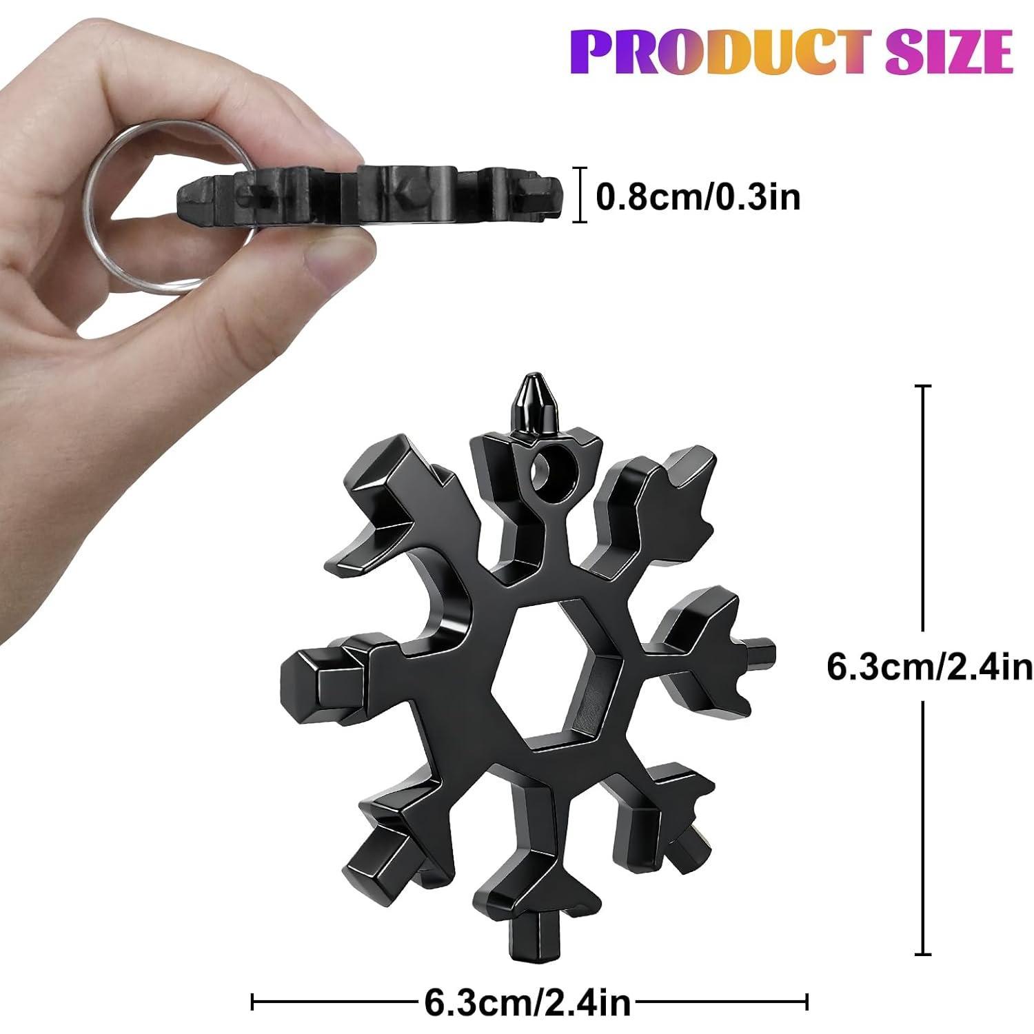 18-in-1 Snowflake Multitool Gifts for Men, 9 Pack Stainless Steel Snowflake Multi-Tool Christmas Stocking Stuffers Gifts for Men (Black)