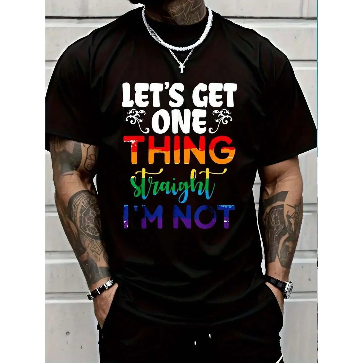 100% Cotton Colorful Clarity Statement Lesbian Gay CSD Pride Party LGBT T-Shirt Round Neck Short Sleeve T-Shirt Women's Men's