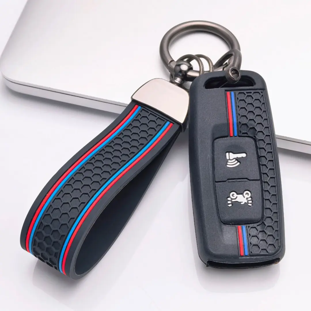 Silicone Motorcycle Key Protector With Key Chain For Honda PCX125 PCX160 ADV160 X ADV750 Forza SH CB CM Rebel Gold Wing Africa Twin NC750X VFR CBR Series Anti Scratch Key Fob Cover