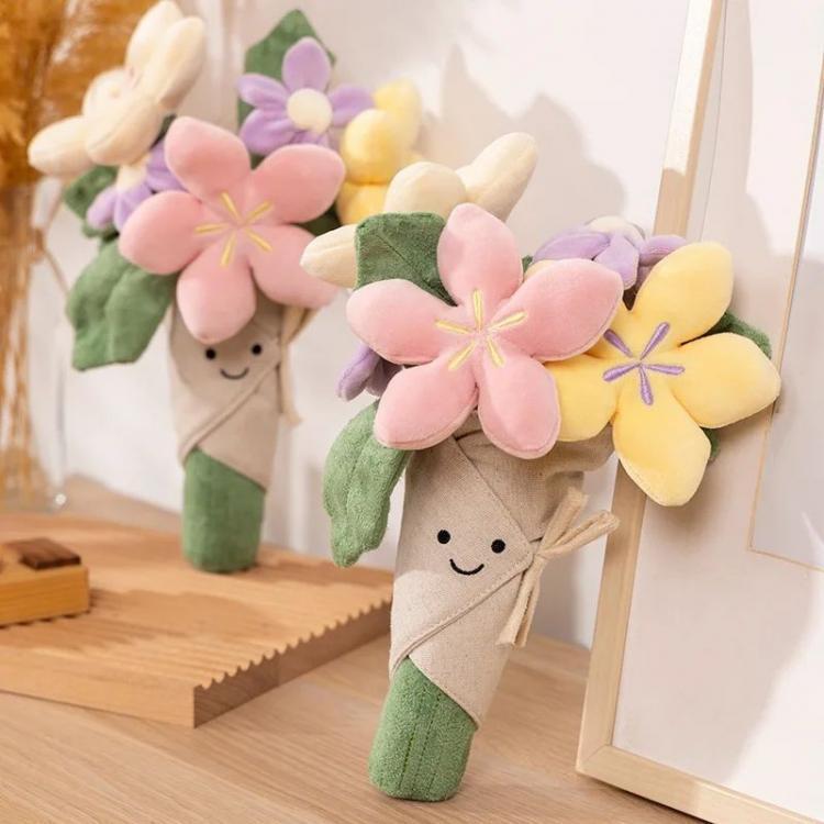 Cute Holding Bouquet Plush Toy Kawaii Tulip Flower Doll Graduation Gift Marriage Proposal Props Creative Girl Birthday Gift easter christmas birthday gift