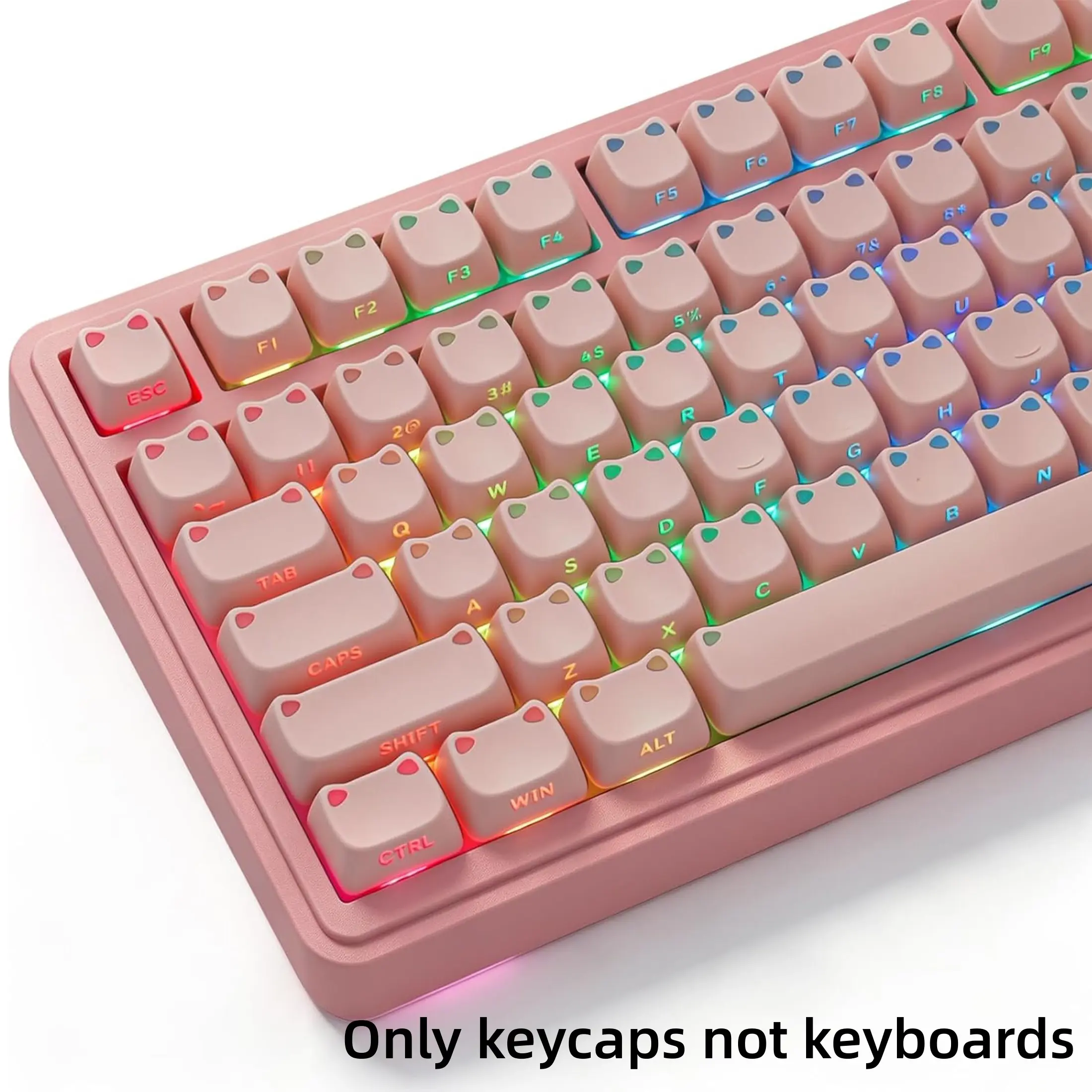 Cute Cat Keycaps Set, Mao Profile, Cat Shape Keycap for Mx Switch Mechanical Keyboard, Compatible with 60%, 65%, 75%, Tkl, 96% Layouts, Gaming Keyboard Accessories