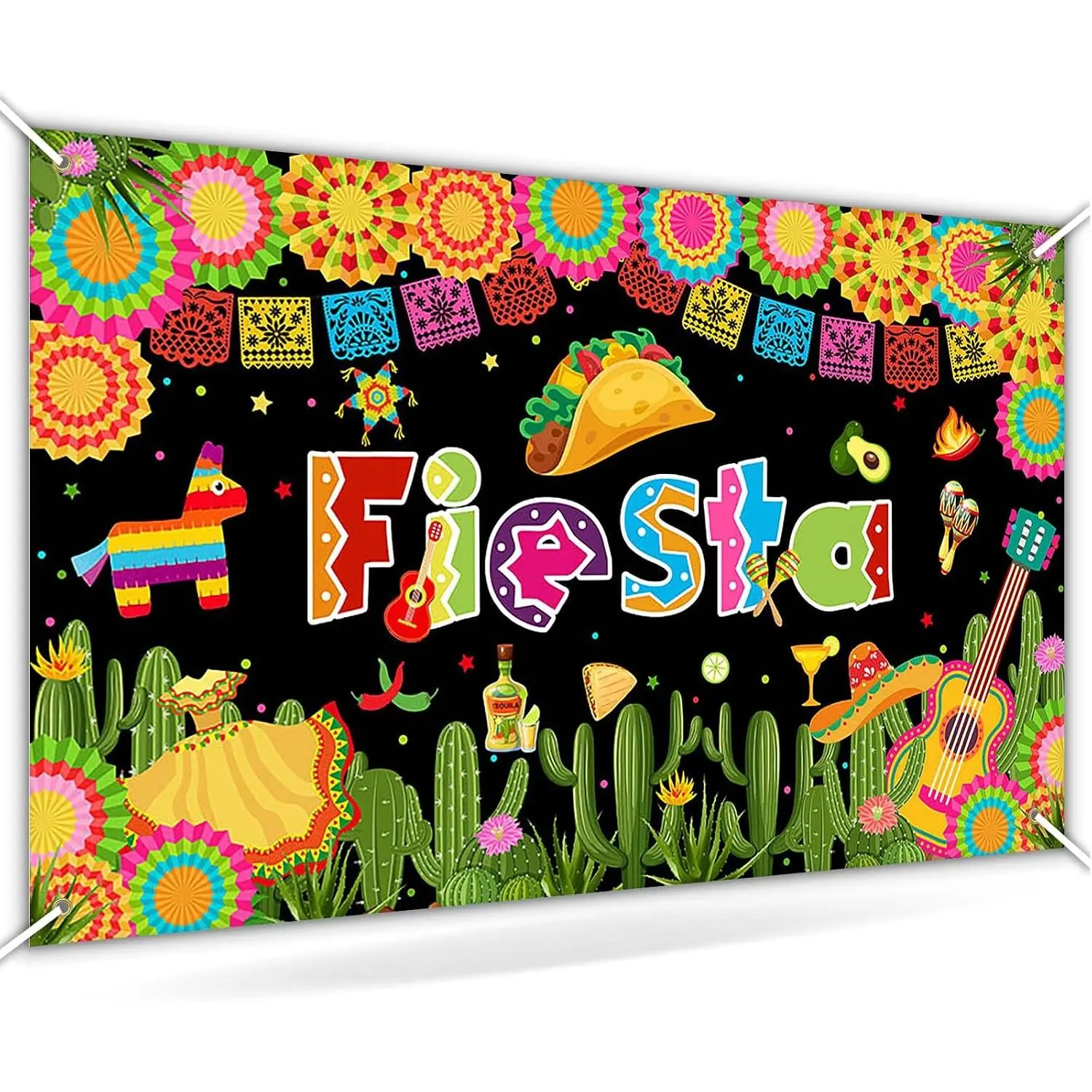 Fiesta Backdrop for Party Mexican Themed Background Fiesta Luau Cinco De Mayo Banner Carnival Party Decorations Backdrop 70.8 x 43.3 Inch