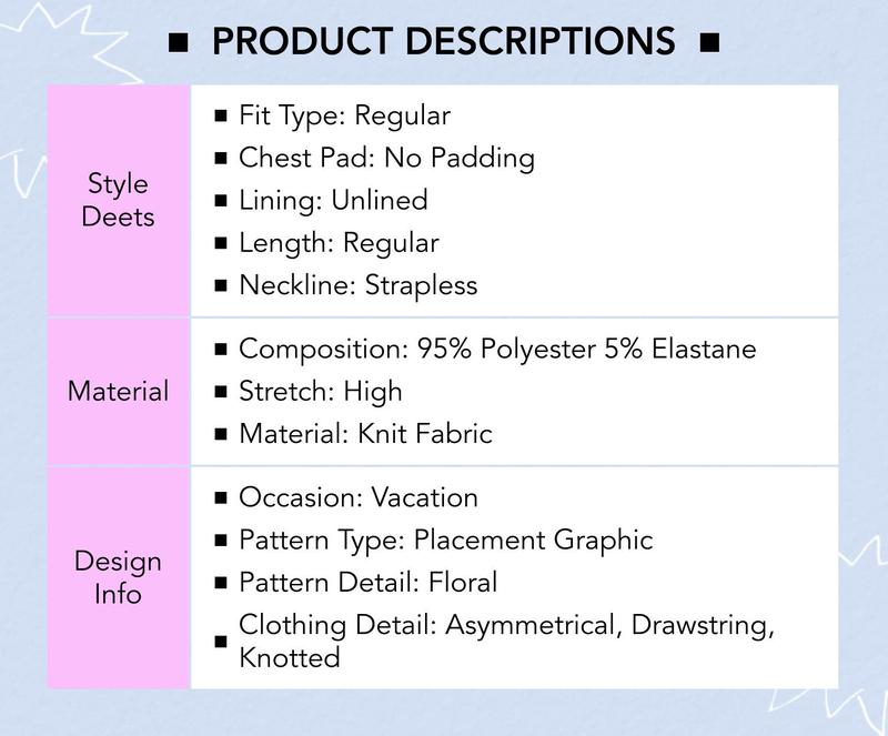 Cider [size 2-10] Floral Graphic Drawstring Asymmetrical Hem Bandeau Top