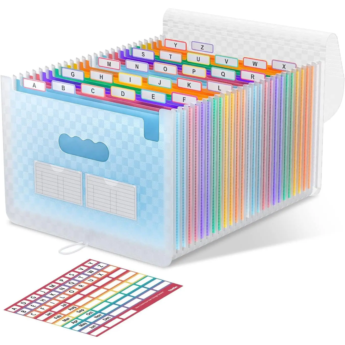 26-Pocket Expandable Accordion File Organizer, Blue Virgin PP Upright Mode File Folder with A-Z Colorful Tabs, Letter/A4 Size for Office Classroom Document, Bill & Receipt Organization