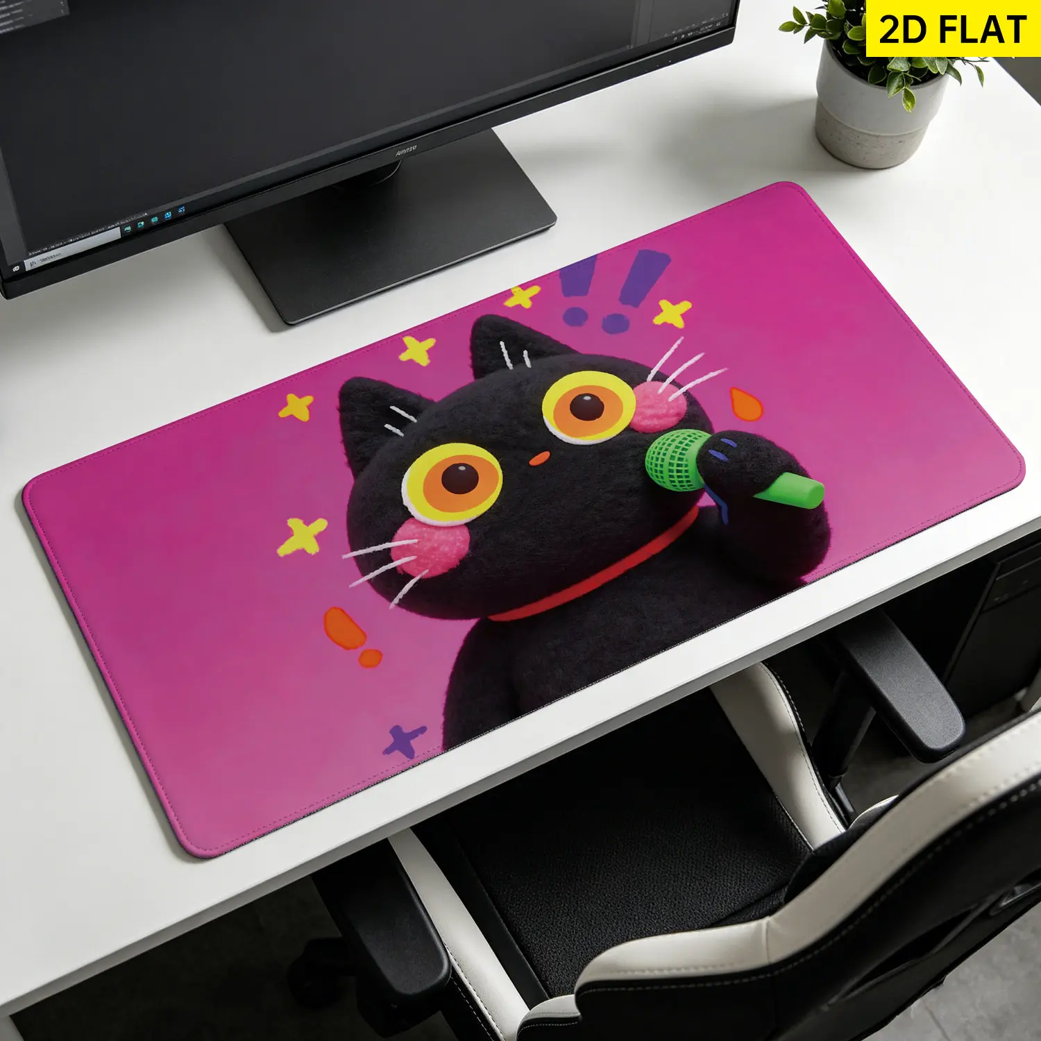 Cute Black Cat Singing Microphone Polyester Wall Tapestry - Large Horizontal Printed Wall Hanging, Home Decor for Bedroom & Living Room, No Installation Required, Gift for Family & Friends, Bedroom Decor, Wall Decor