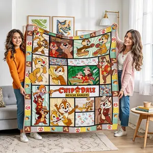 Couverture Chip et Dale, couverture polaire du film d'animation Chip et Dale, couverture en flanelle, ultra douce pour la décoration/canapé/chambre, un cadeau idéal pour les enfants, la famille et les amis.