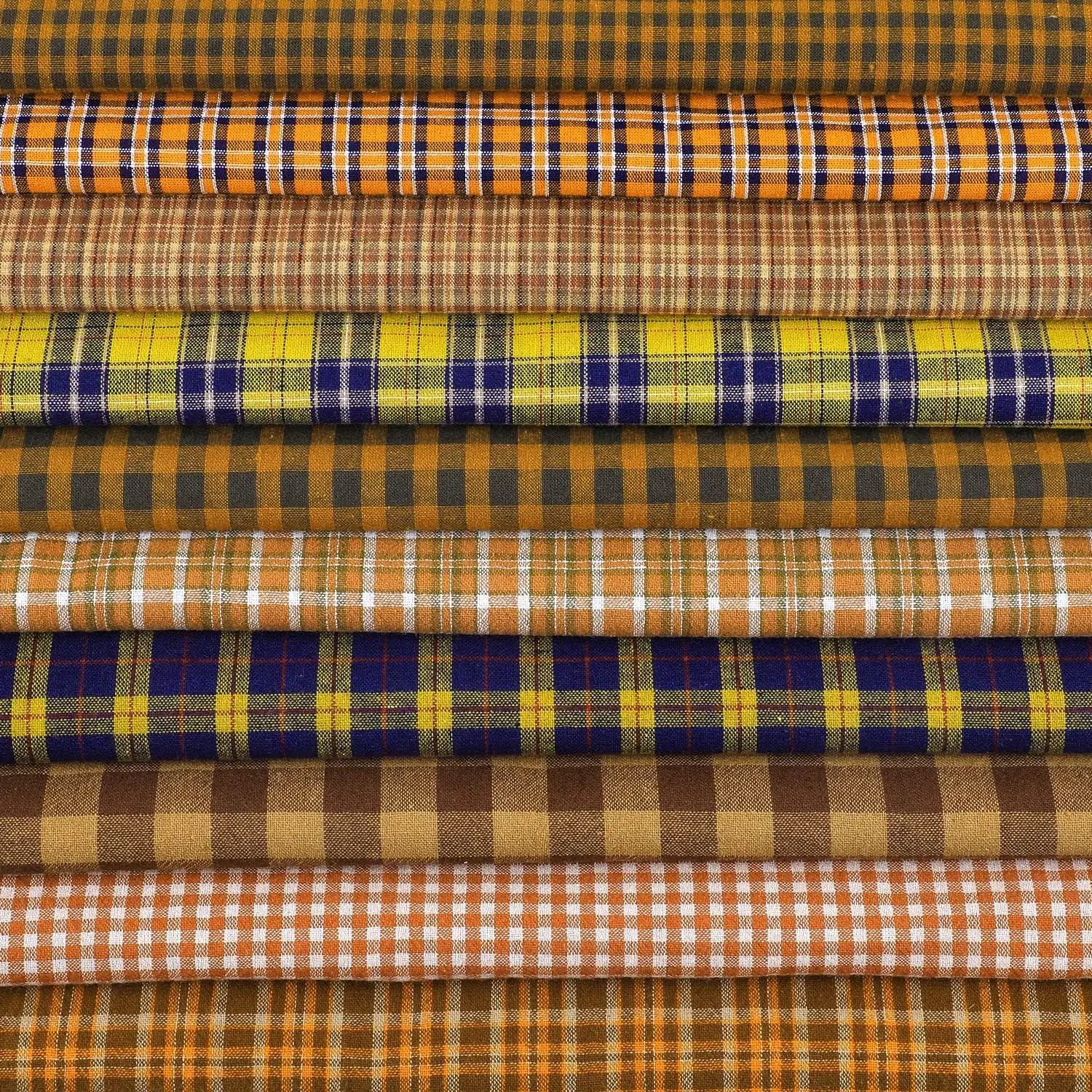 10 Pcs 18 x 22 Inch Precut Fall Homespun Plaid Fabric Squares for Quilting, Sewing Bags & DIY Crafts | Thanksgiving Autumn Plaid Fabric in 10 StylesGift