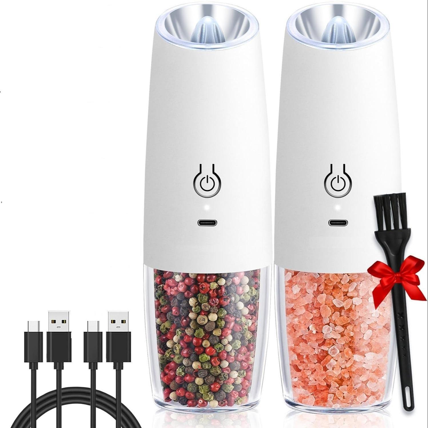 Rechargeable Salt & Pepper Grinder, Type-C Charging Salt & Pepper Grinder, Universal Household Kitchen Appliances for Home Use Kitchen Gadgets
