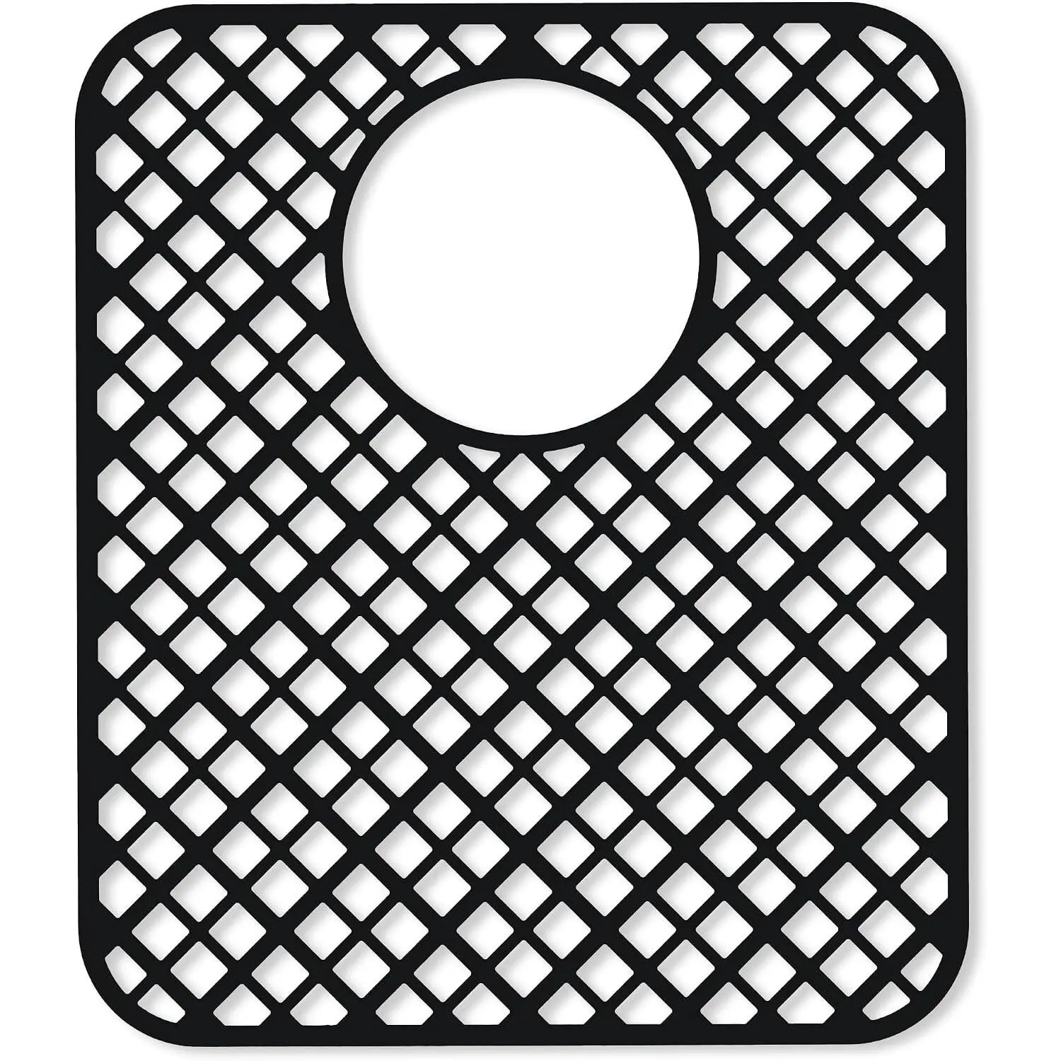 2 Pack Silicone Sink Protectors for Kitchen Sink, Trellis Pattern 13 x 11 Inches Sink Mat, Non-Slip and Durable Sink Protector Silicone, Rear Drain, Black