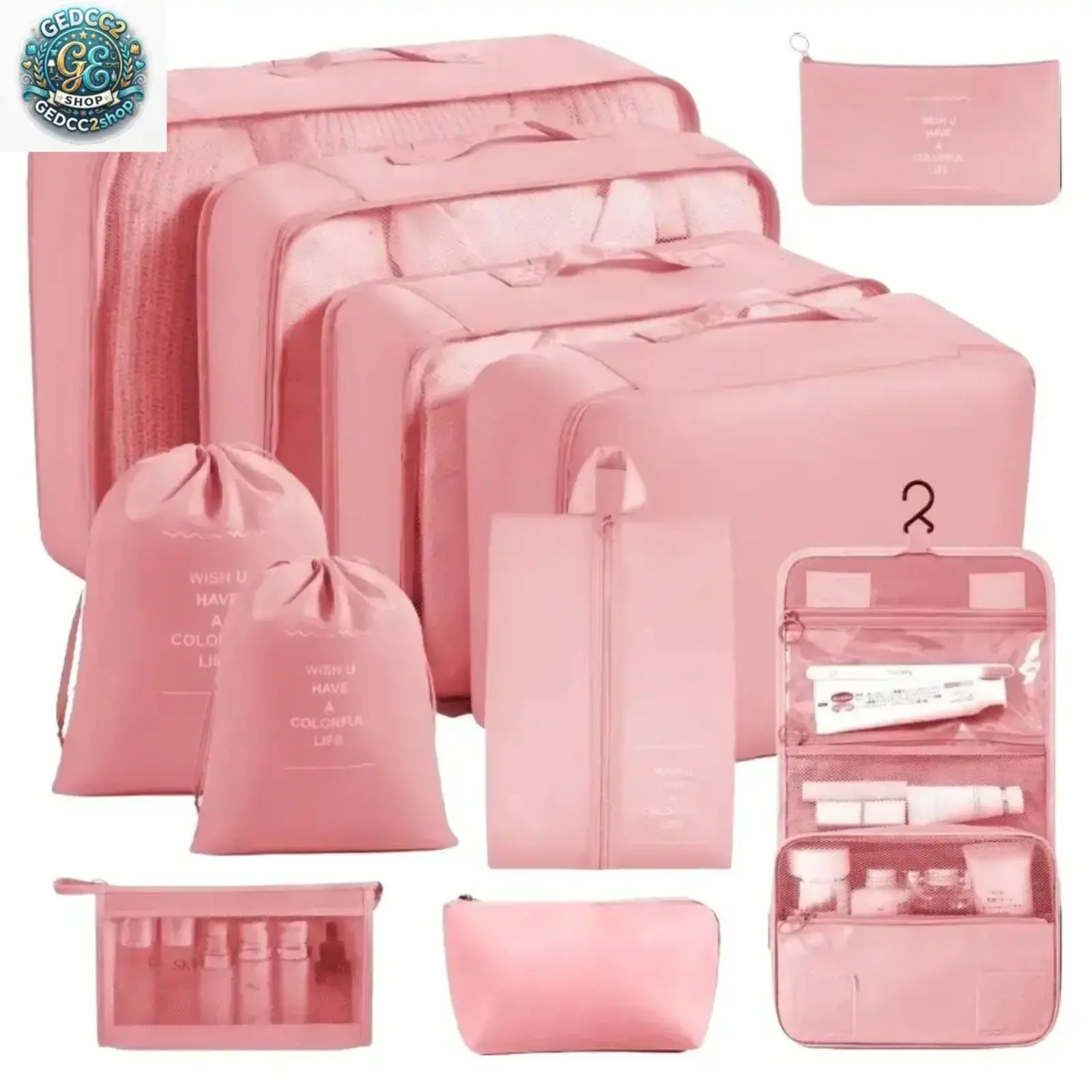 7PCS Packing Cube Set, Waterproof Travel Luggage Organizer Bags with Compression Storage Design, Suitcase Organizers for Clothes, Shoes & Toiletries