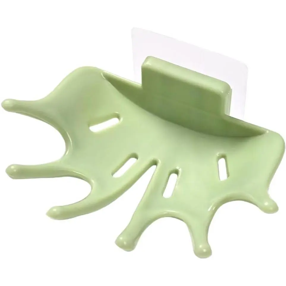 Creative Soap Holder for Shower - Wall Mounted Bathroom Soap Dish Organizer with  Adhesive Soap Tray for Kitchen Sink, Dish Soap Dispenser Holder,Green