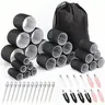 49pcs Hair Roller & Curler Set, Hair Styling Tools, Hair Rollers Curlers, Jumbo, Large, Medium & Small Rollers for Thick Long Hair, with Stainless Steel Clips & Storage Bag, Heatless Hair Curler