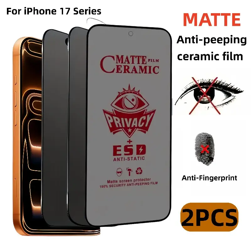 2-Pack Esd Anti-Static Matte Ceramic Film for iPhone 17/17 Pro/17 Pro Max, Full Screen Anti-Fingerprint Gaming Protective Film