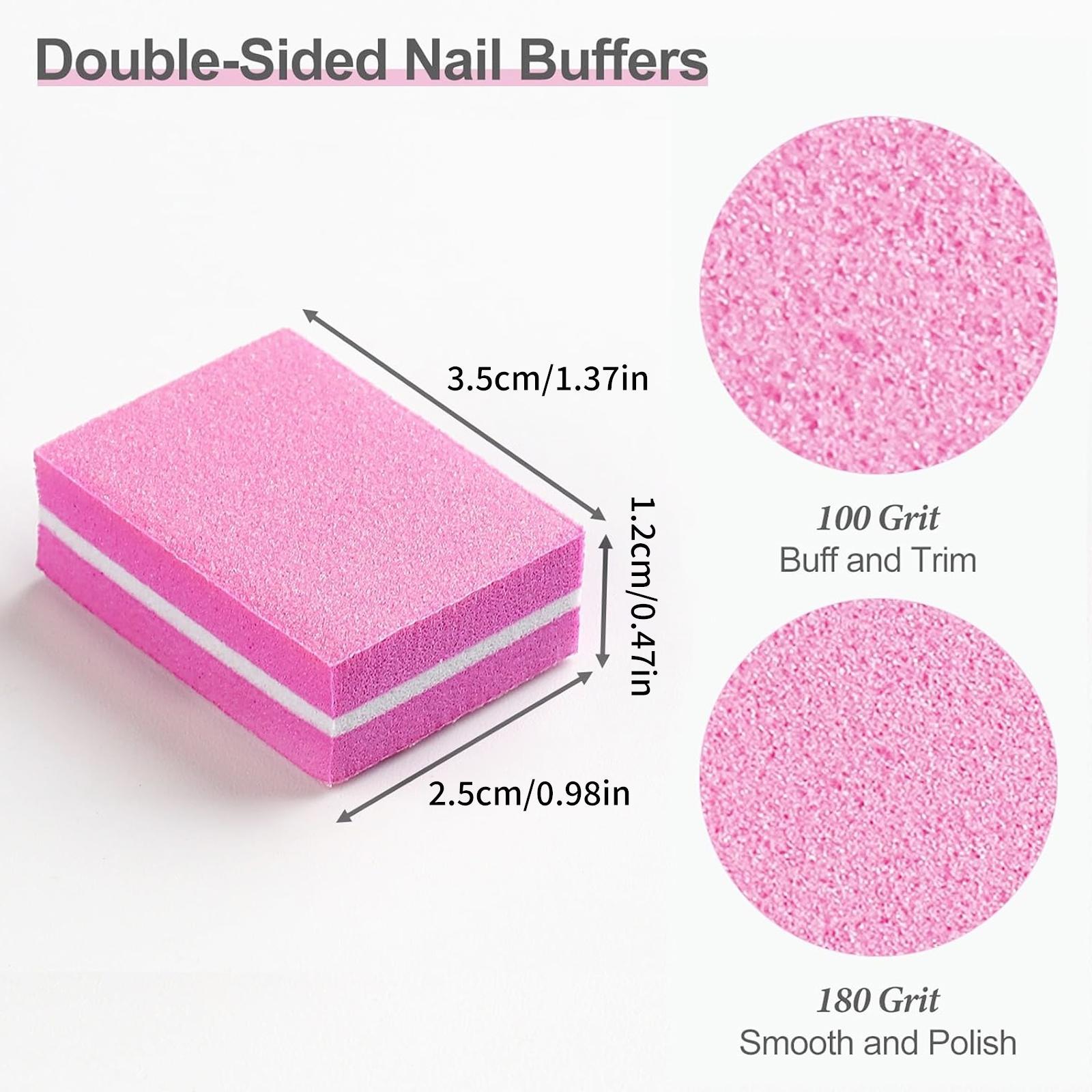 50pcs Mini Nail Buffer Blocks, 100/180 Grit Nail Files for Acrylic and Natural Nails, Bulk Pink Buffing Blocks for Professional Manicure