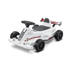 【DealsForYouDays】VEVOR Electric Go Kart, 6V 4.5Ah Battery, Pedal Go Kart Portable Outdoor Race Toy for Kids Ages 2+, 20000 RPM Motor, 2 MPH Constant Speed, LED Headlight Horn, Non-slip Tires, 44 lbs Max Load, White