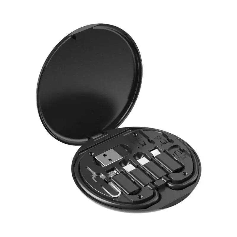 Multifunctional USB PD 60W Type C Data Cable Set Fast Charging For IPhone Xiaomi Charger Storage Box Adapter Card Pin Travel Box Android Micro Portable Smartphone