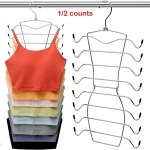 8 Layer Rotating Hanger, 2 Counts Foldable Underwear Hanger, Folding Hangers, Space Saving Clothes Hanger, Rotatable Clothes Hanger, Multifunctional Clothes Hanger, Home Organizer for Bedroom, Closet, Wardrobe, Hanging, Space Saver Hangers
