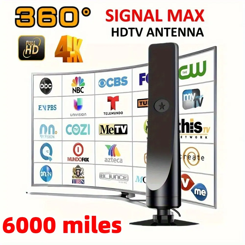 2026 New Upgraded Version 1080P/4K 360°   TV Antenna for Smart TV Indoor, Antenna for Smart TV with Adhesive Base, Easy Installation, Long Range