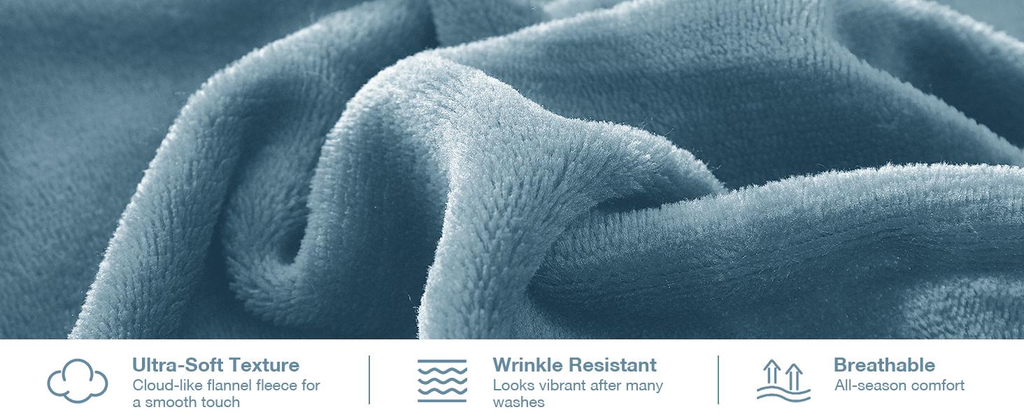 Fleece Sheets Queen Size, Flannel Like Soft, Fuzzy Warm Plush Sheets, Velvet Microfleece Bedding for Winter, Light Blue