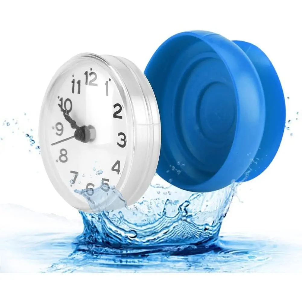 Bathroom Clock, Suction Cup Wall Clock Bath Shower Clock for Kitchen Bathroom (Blue)
