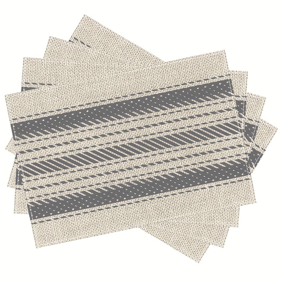 1/2/4/6/8pcspcs Linen Placemats Suitable for - Striped Rectangular Table Mats, Machine Washable & Durable Linen Table Protectors, Elegant Dining Table Decor for Kitchen, Party, Daily Use (1/2/4/6/8pcs)