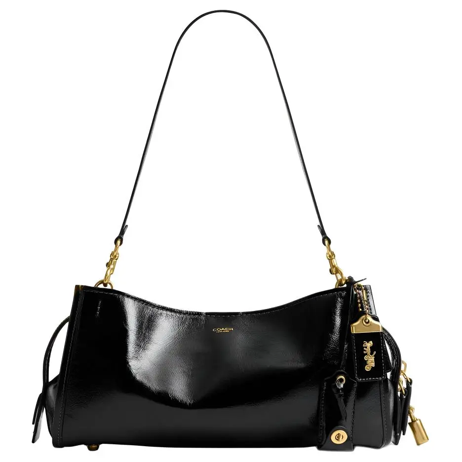 COACH Rogue 34 Crossbody Bag for Women – Large, Gold-Tone Hardware, Black Genuine Leather