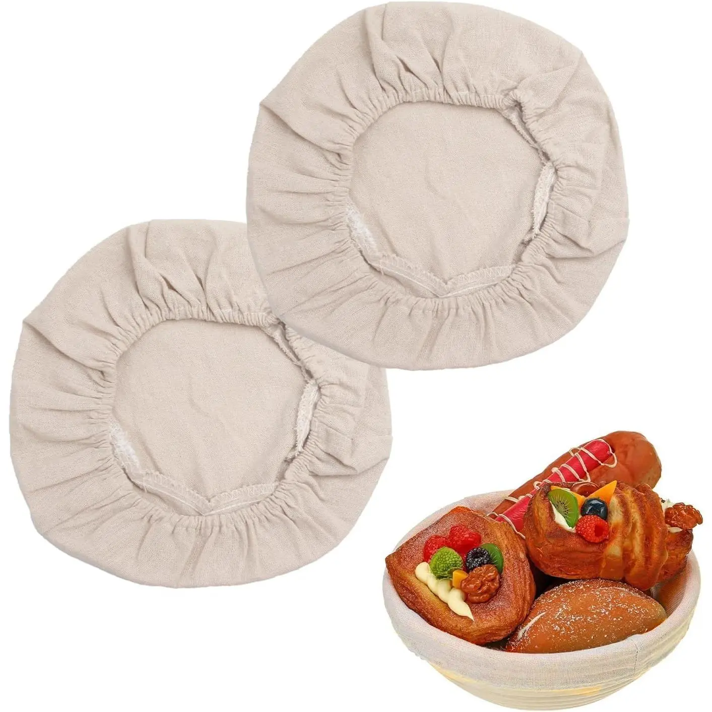 2 count Sourdough Bread Baking Bowl Cover,  Elastic Banneton Covers | Elastic Fabric Shower Caps for Sourdough Bread 8 to 10 Inch, Breathable Proofing Liners Sourdough Bowl Cover for  Storage