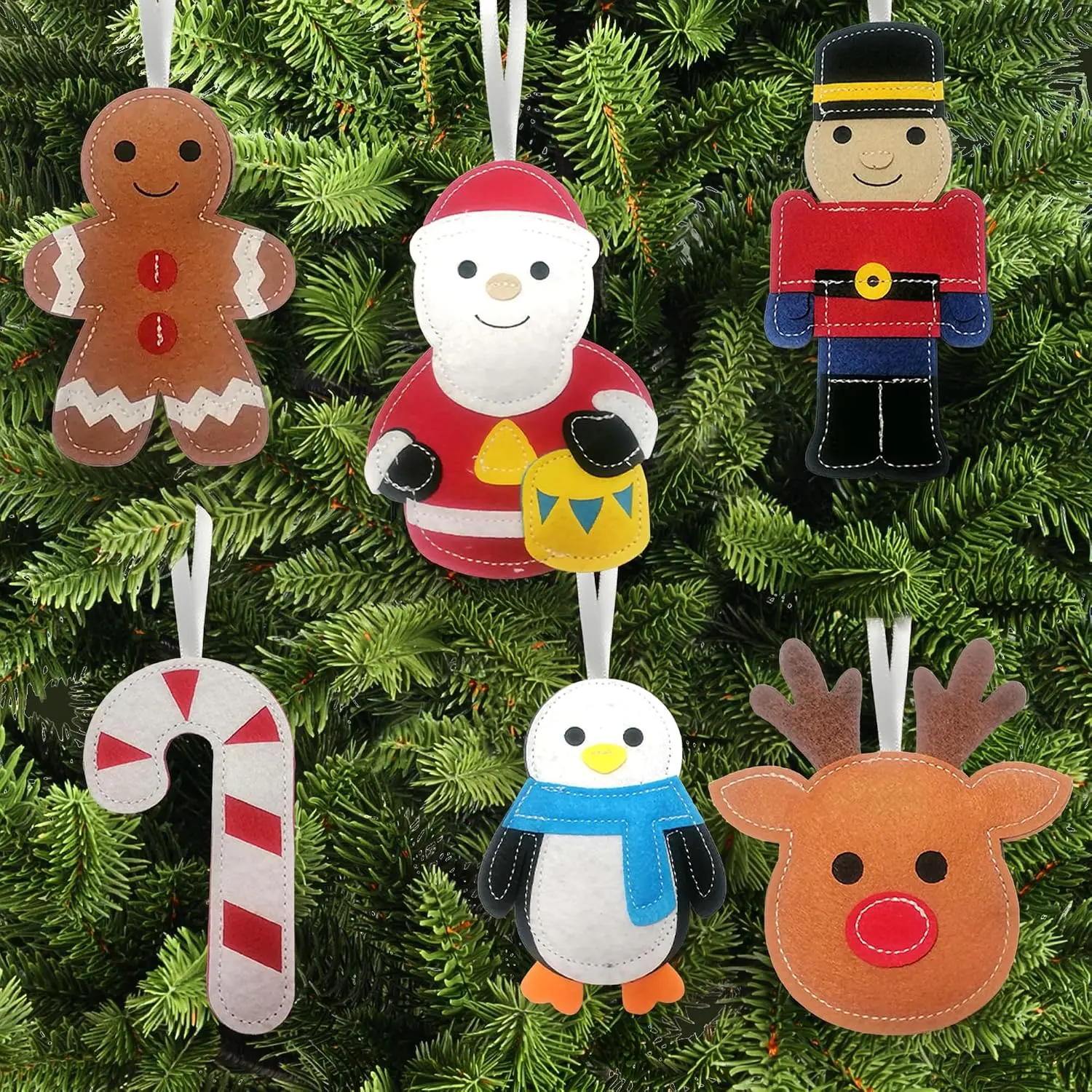 Felt  Christmas Decorations, Pack of 6 | Christmas Ornaments Set for Xmas Tree Decorations, Tree  Decoration, Xmas Ornaments for Indoor Decor, Nutcracker Decor
